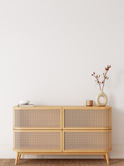 Boho interior style. Wall mockup. Wall art. 3d rendering, 3d illustration © Yuri-U