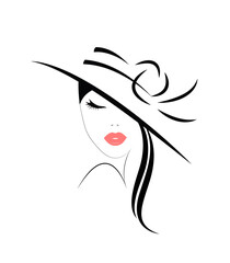 Logo of the woman in  hat with long hair