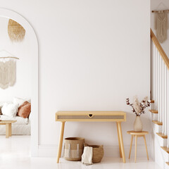 Boho interior style. Wall mockup. Wall art. 3d rendering, 3d illustration © Yuri-U