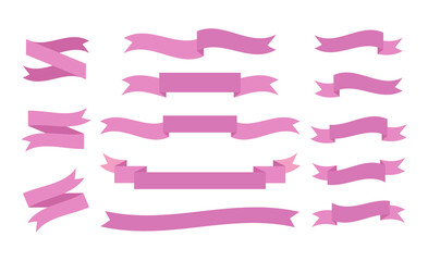 Obraz premium Set of pink isolated vector ribbons. Design element for greeting cards, invitation.