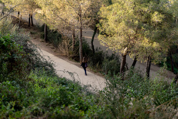 People in El Carmel bunkers viewpoint in Barcelona, Spain.