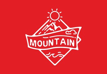 Red white mountain badge illustration