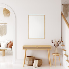 Frame & poster mockup in Boho style interior. 3d rendering, 3d illustration  © Yuri-U