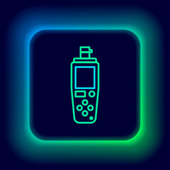 Glowing neon line Portable sensor icon isolated on black background. Colorful outline concept. Vector