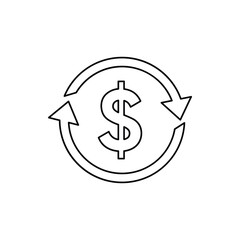 Money exchange line trendy black icon image