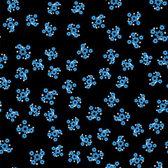 Line Bacteria icon isolated seamless pattern on black background. Bacteria and germs, microorganism disease causing, cell cancer, microbe, virus, fungi. Vector