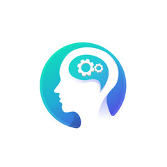 Human head mind and technology logo