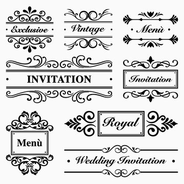 Ornate Invitation Frame Vintage Vector Collection