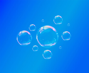 Collection of realistic soap bubbles.Bubbles are located on a transparent background.  Vector flying soap bubbles.  Bubble PNG Water glass bubble realistic png	