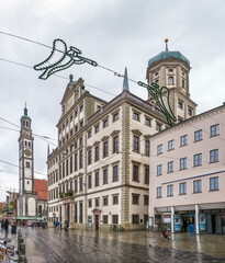 Fototapeta na wymiar Perlachtower with Town Hall, Augsburg, Germany
