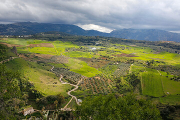 beautiful valley landscape seen from Ronda, Andalusia, Spain