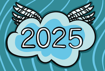 2025 Happy New Year logo text design. 2025 number design template. Brochure design template.