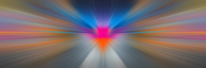 Dynamic multicolor beams. A flash in space going into perspective.