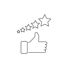 Customer review rating with 5 stars and thumb-up