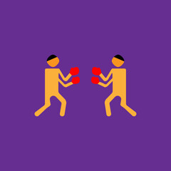 Boxing vs flat icon. Simple style boxing fighting versus symbol. Logo design element. T-shirt printing. eps10. Vector for sticker.