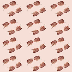 Many sunglasses on color background