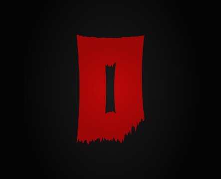D letter horror bloody, scary. Insane Fear brutal, scream font. Wicked night theme style design