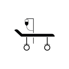 Hospital bed and cross with medicine dropper icon