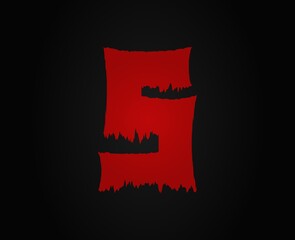 S letter horror bloody, scary. Insane Fear brutal, scream font. Wicked night theme style design