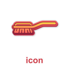 Gold Hair brush for dog and cat icon isolated on white background. Brush for animal fur. Pet accessory. Vector