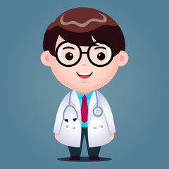 Cartoon Doctor Male Character Illustration.