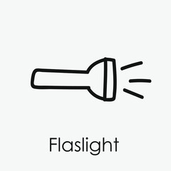 Flashligh vector icon.  Editable stroke. Linear style sign for use on web design and mobile apps, logo. Symbol illustration. Pixel vector graphics - Vector