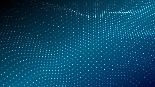 Wave of particles on dark background. Technology backdrop. Pattern for presentations. Vector illustration © Ihor