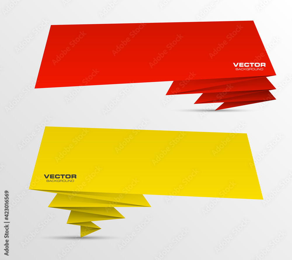 Poster origami vector banner. the original form as two form, overlapping. the flat image. advertising desig