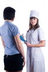 Fototapeta premium Pretty doctor and patient