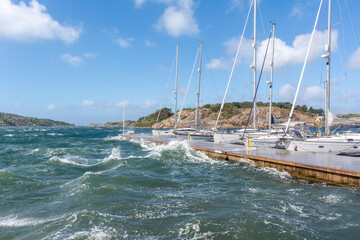 High Seas In The Port of Fjallbacka, Sweden