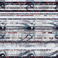 Seamless grungy ethnic collage line stripe pattern. High quality illustration. Tribal inspired intricate and highly textured stripes interspersed with patterned stripes. Chaotic montage design.