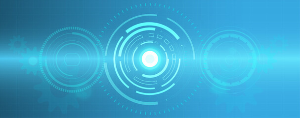 Blue circle technology abstract technology innovation concept vector background and glowing light with some Elements of this image panorama