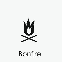 Bonfire vector icon.  Editable stroke. Linear style sign for use on web design and mobile apps, logo. Symbol illustration. Pixel vector graphics - Vector