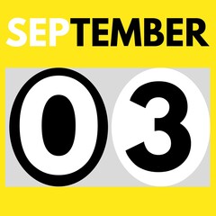 September 3 . Modern daily calendar icon .date ,day, month .calendar for the month of September