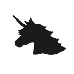 Black hand drawn silhouette of unicornDesign element for  poster, t-shirt, greeting card.