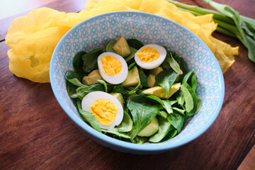 Colorful and Nutritious Mâche Salad with Avocado and Egg for Brunch