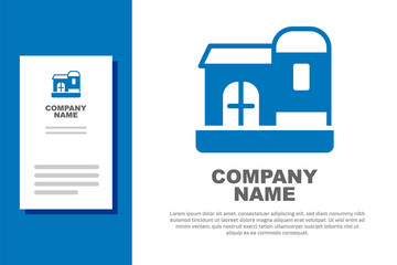 Blue Farm house icon isolated on white background. Logo design template element. Vector