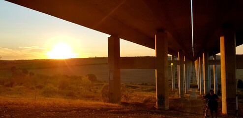 sunset over the bridge