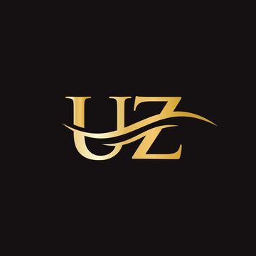 UZ Logo design vector. Swoosh letter UZ logo design