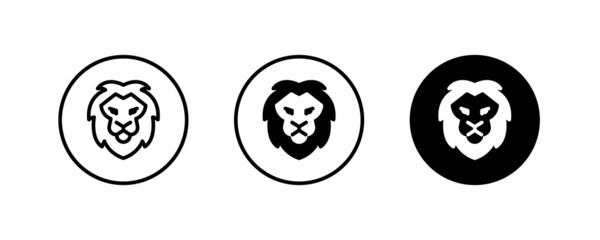 Lion head icon, Wild Lion Mascot Animal icons button, vector, sign, symbol, logo, illustration, editable stroke, flat design style isolated on white