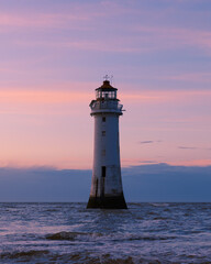 lighthouse at dusk