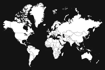  High resolution map of the world split into individual countries. High detail world map on black background © Ruslan