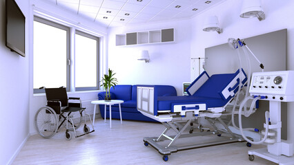 3d render of hospital interior