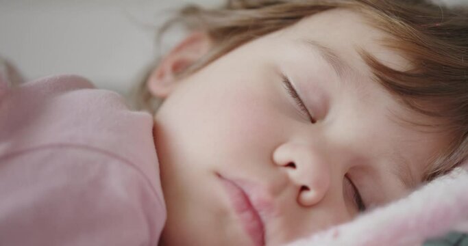Close-up shot of beautiful sleeping child