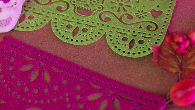 Mexican traditions, papel picado for d&iacute;a de muertos. Tilt.