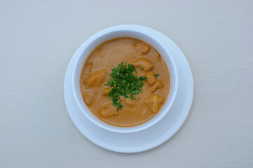 Chicken fillet in walnut sauce with spices (kharcho). Kharcho is a popular dish in Georgian cuisine