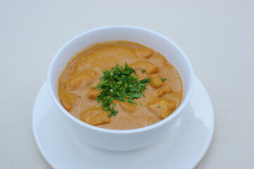 Chicken fillet in walnut sauce with spices (kharcho). Kharcho is a popular dish in Georgian cuisine
