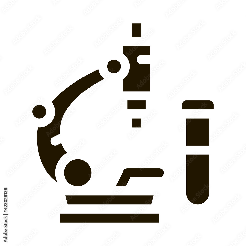 Sticker blood tests under microscope icon Vector Glyph Illustration