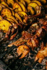 barbecue in the grill on the coals