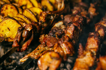 barbecue in the grill on the coals